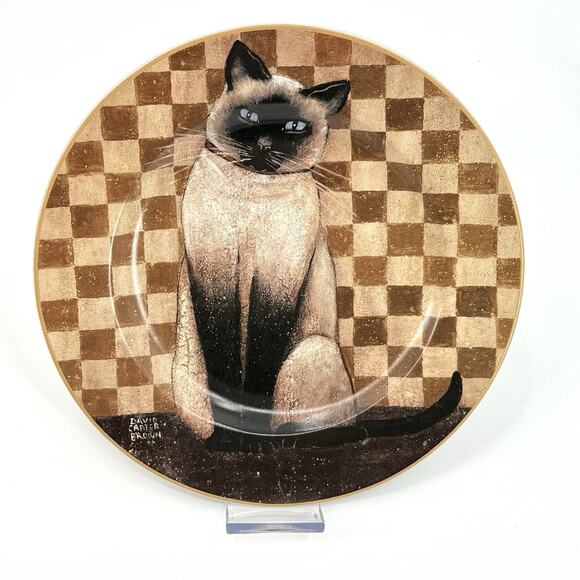 VTG 2004 Country Kitties Set/2 Coffee Mug Dessert Plate Siamese Cat DC Brown Co. - Picture 5 of 9